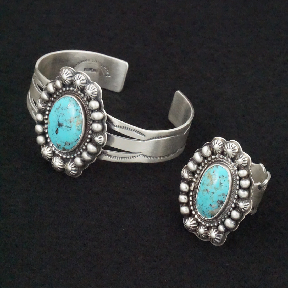 Kathleen Livingston Turquoise & Sterling Silver Bracelet & Ring Set