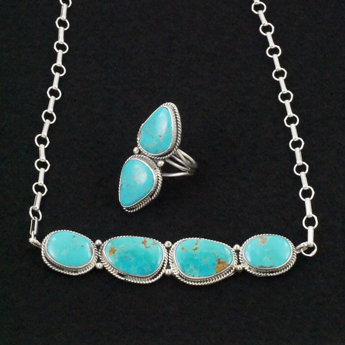 Rena Begay Turquoise & Sterling Silver Necklace & Ring Set