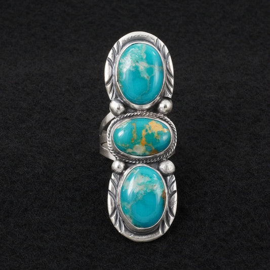 Bobby Johnson Turquoise & Sterling Silver Ring Sz. 9.5
