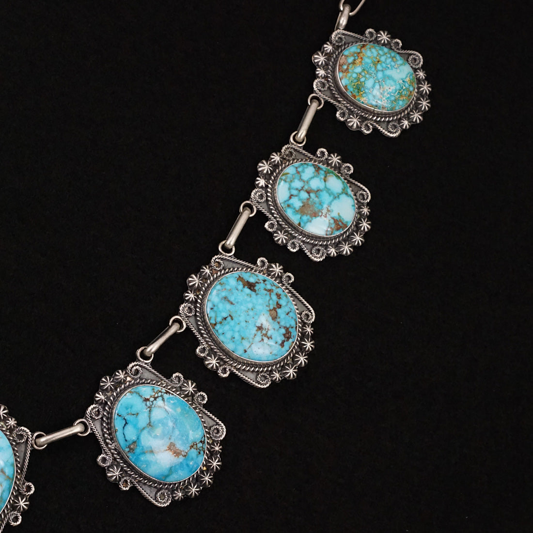 Raymond Delgarito Turquoise & Sterling Silver Necklace Set