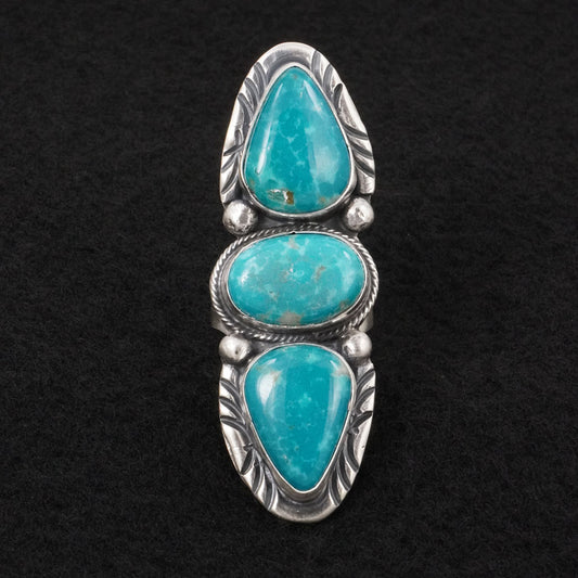 Bobby Johnson Turquoise & Sterling Silver Ring Sz. 9.5