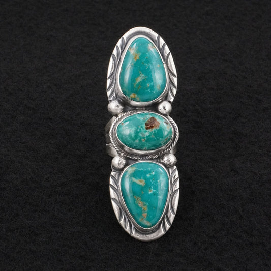 Bobby Johnson Turquoise & Sterling Silver Ring Sz. 8.5