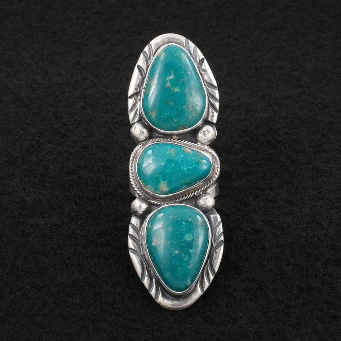 Bobby Johnson Turquoise & Sterling Silver Ring Sz. 8.5