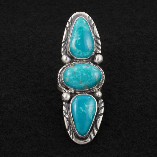 Bobby Johnson Turquoise & Sterling Silver Ring Sz. 8.5
