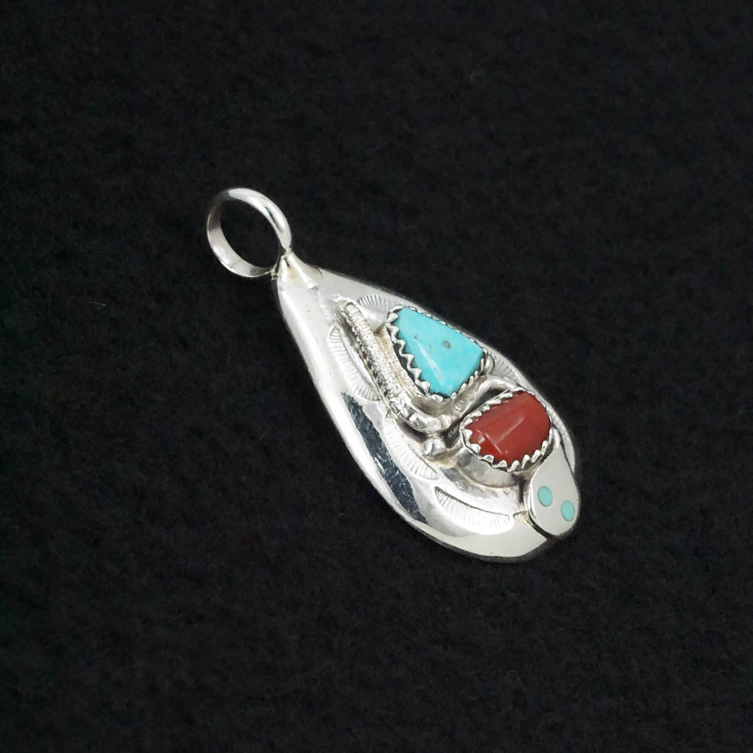 Joy Calavaza Turquoise, Coral & Sterling Silver Pendant