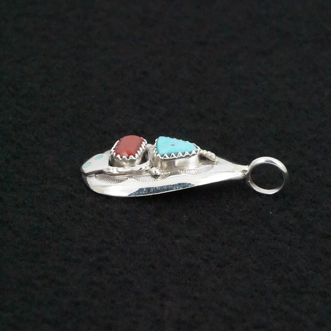 Joy Calavaza Turquoise, Coral & Sterling Silver Pendant