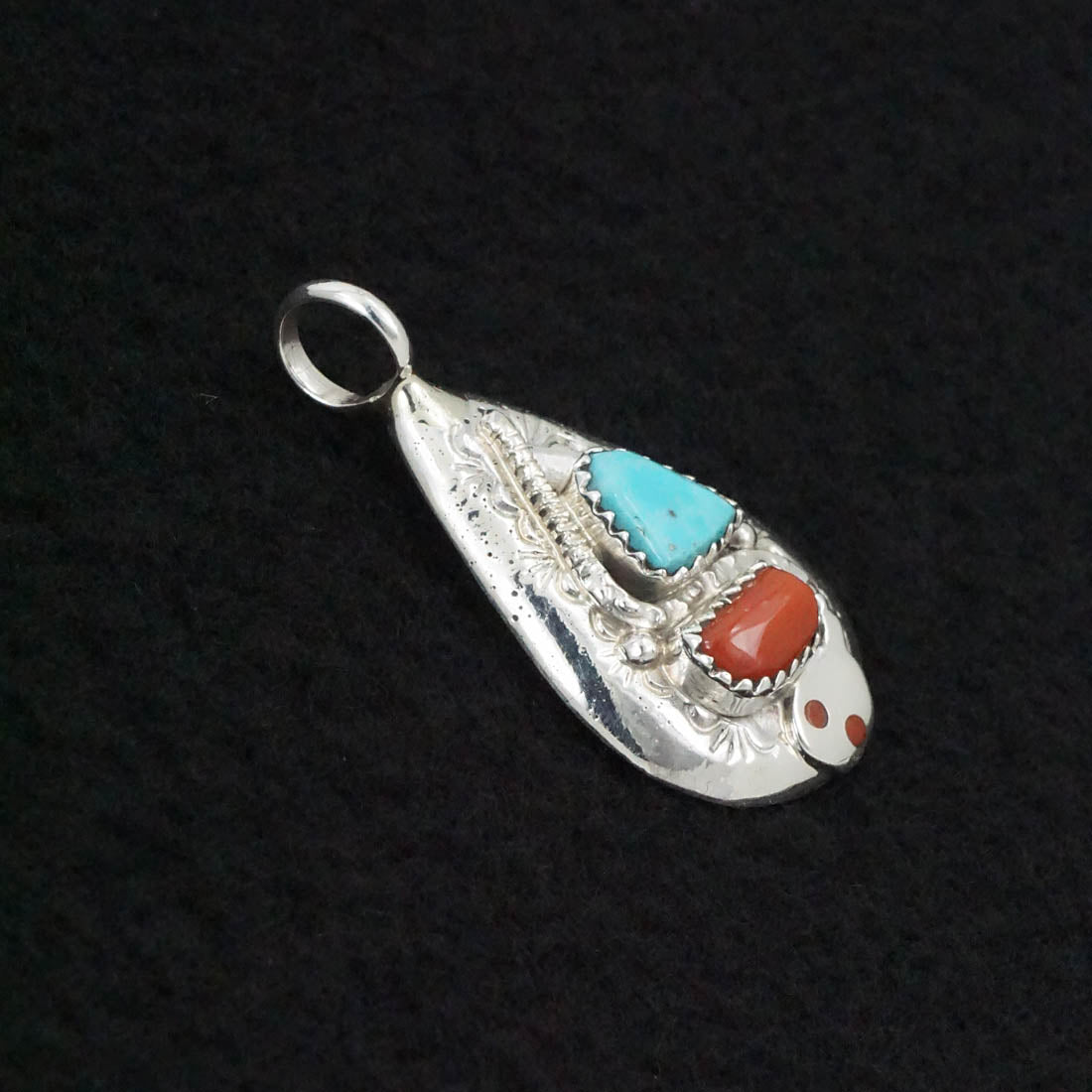 Joy Calavaza Turquoise, Coral & Sterling Silver Pendant