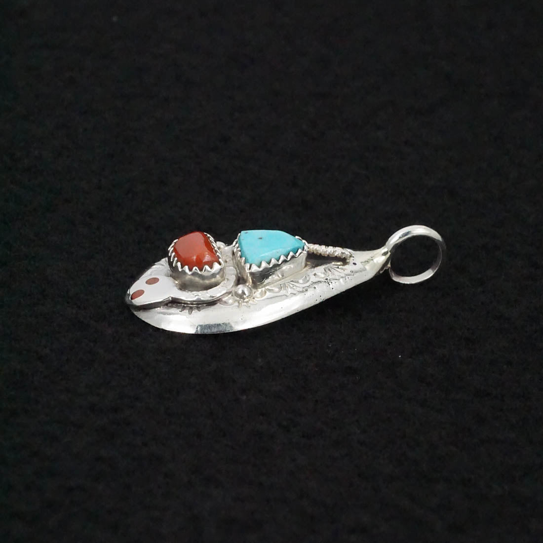 Joy Calavaza Turquoise, Coral & Sterling Silver Pendant