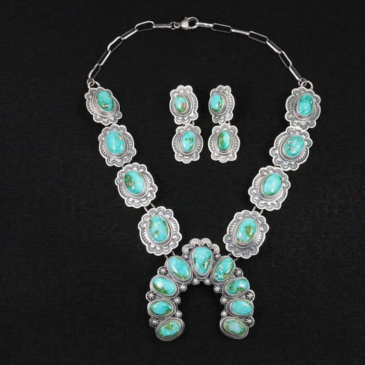 Randy Boyd Turquoise & Sterling Silver Squash Blossom Set