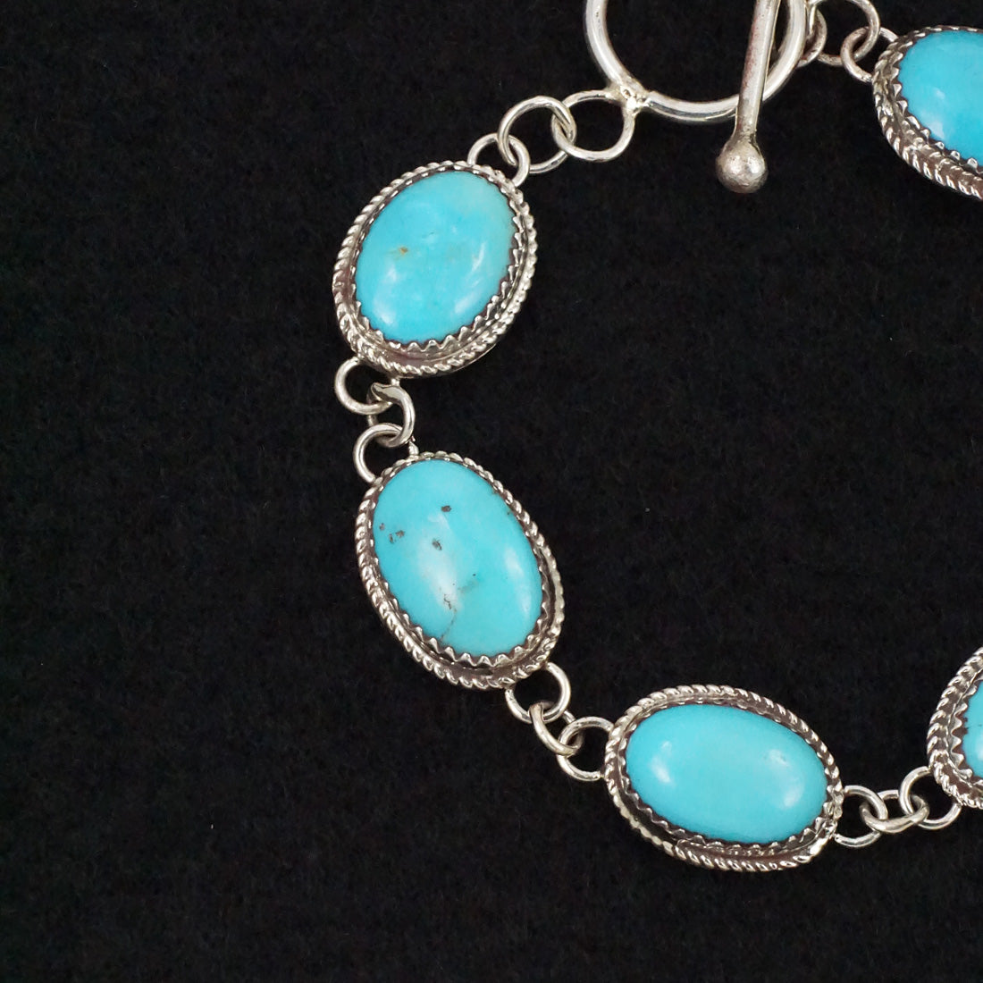 Ernest Hawthorne Turquoise & Sterling Silver Link Bracelet