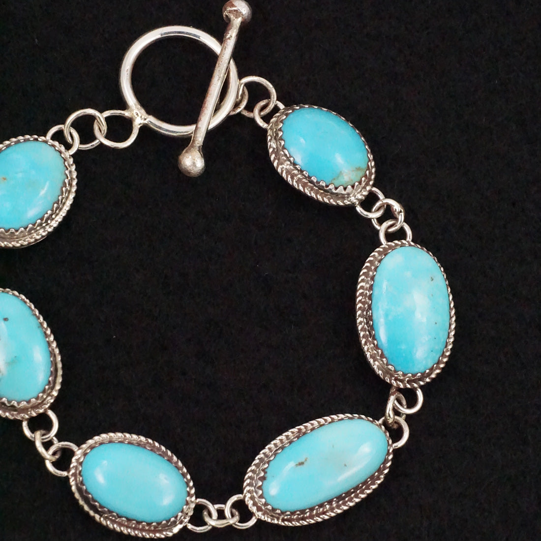 Ernest Hawthorne Turquoise & Sterling Silver Link Bracelet