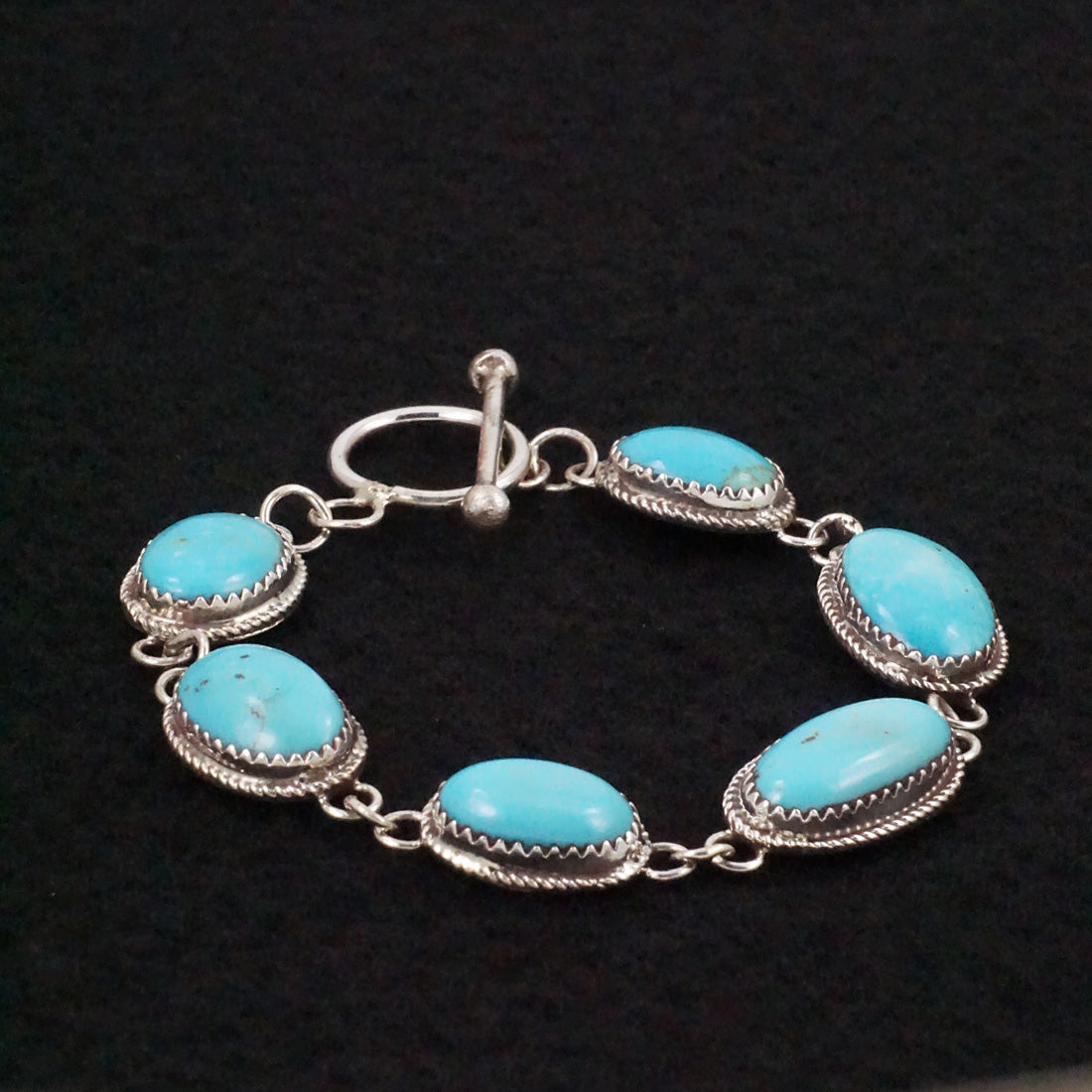 Ernest Hawthorne Turquoise & Sterling Silver Link Bracelet