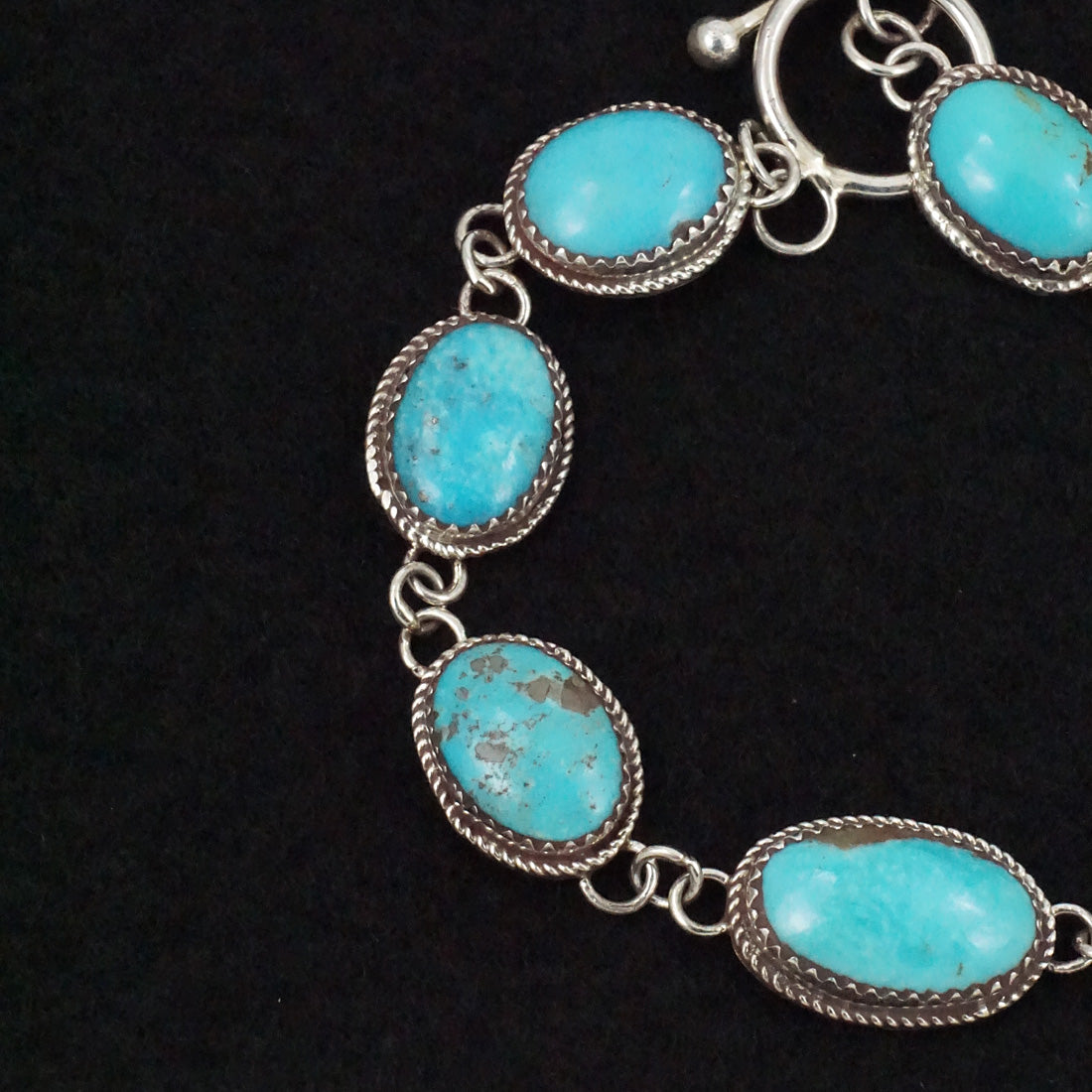 Ernest Hawthorne Turquoise & Sterling Silver Link Bracelet