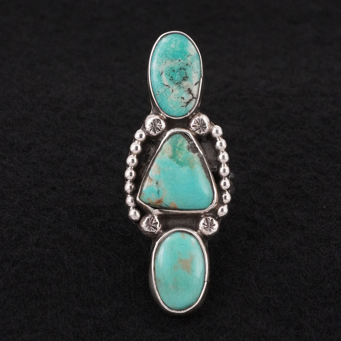 Priscilla Reeder Turquoise & Sterling Silver Ring Size 7.5