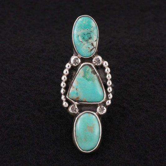 Priscilla Reeder Turquoise & Sterling Silver Ring Size 7.5
