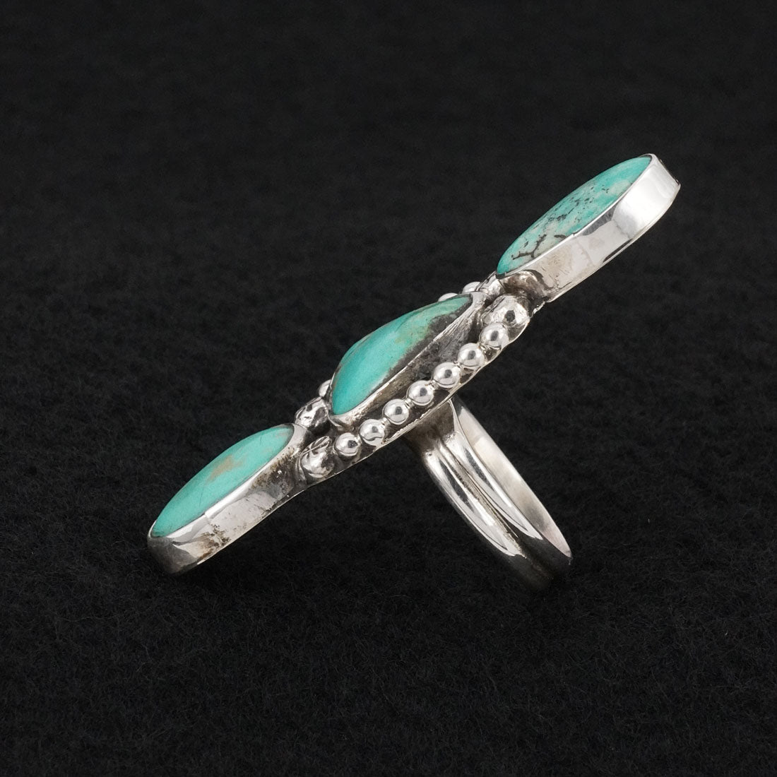 Priscilla Reeder Turquoise & Sterling Silver Ring Size 7.5