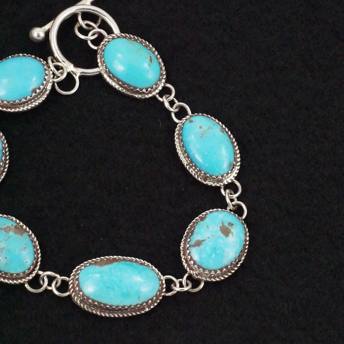 Ernest Hawthorne Turquoise & Sterling Silver Link Bracelet