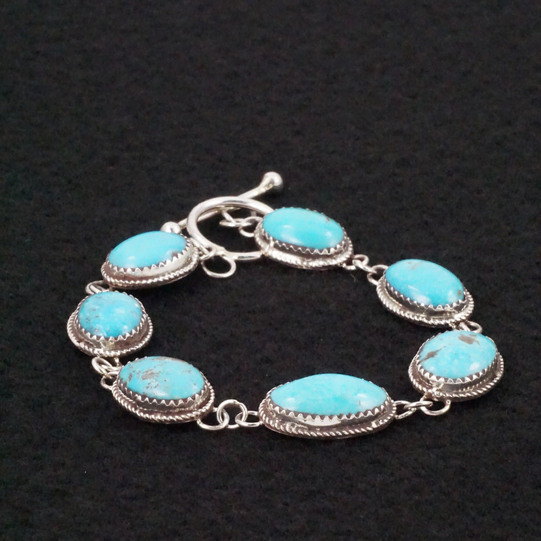 Ernest Hawthorne Turquoise & Sterling Silver Link Bracelet