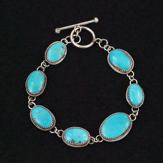 Ernest Hawthorne Turquoise & Sterling Silver Link Bracelet