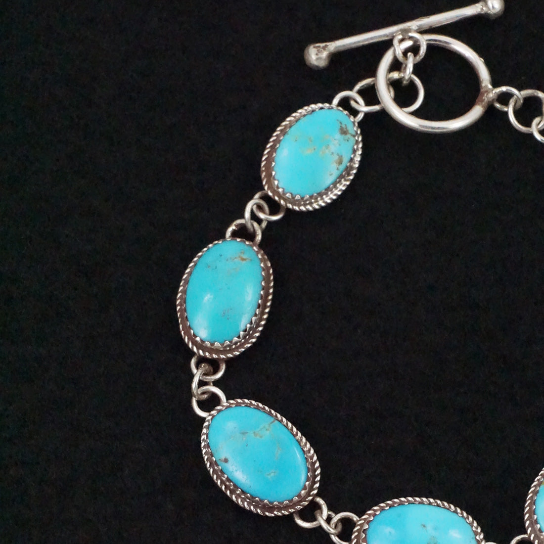 Ernest Hawthorne Turquoise & Sterling Silver Link Bracelet