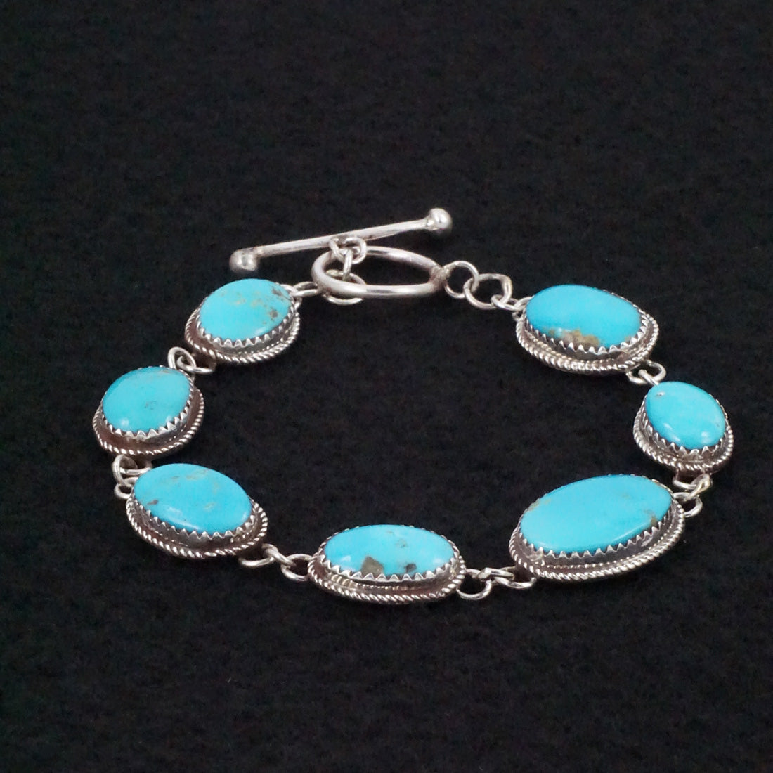 Ernest Hawthorne Turquoise & Sterling Silver Link Bracelet