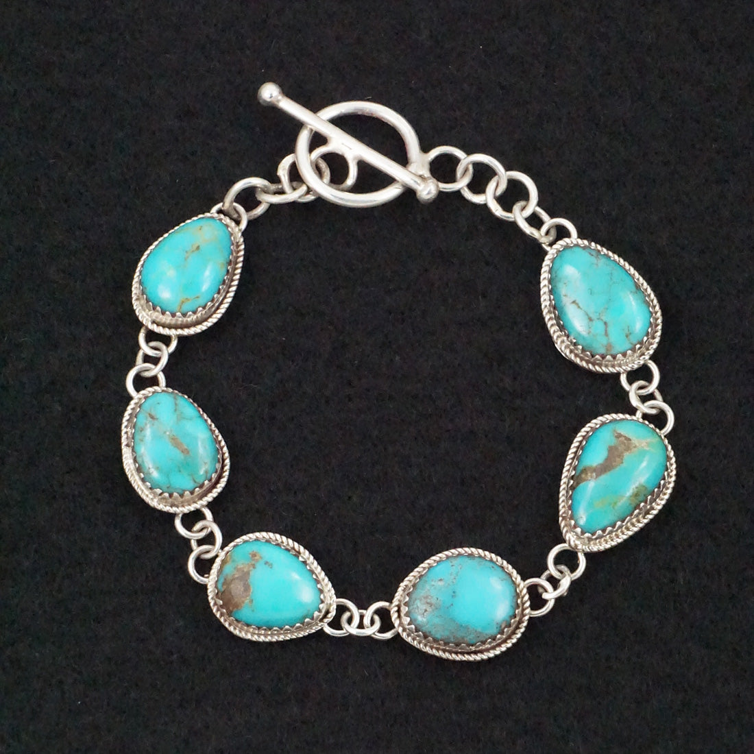 Ernest Hawthorne Turquoise & Sterling Silver Link Bracelet