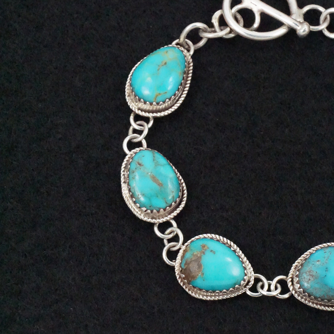 Ernest Hawthorne Turquoise & Sterling Silver Link Bracelet