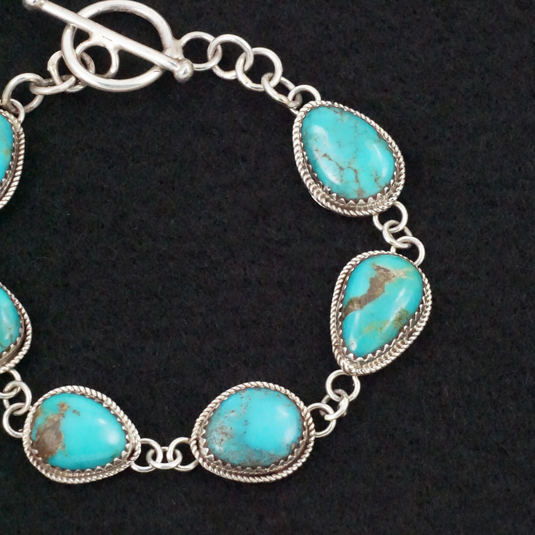 Ernest Hawthorne Turquoise & Sterling Silver Link Bracelet