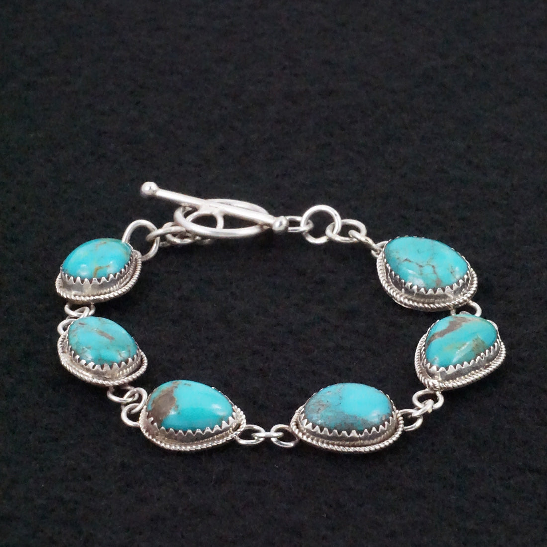 Ernest Hawthorne Turquoise & Sterling Silver Link Bracelet