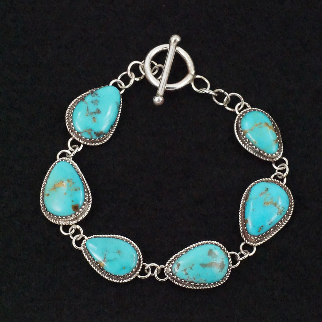 Ernest Hawthorne Turquoise & Sterling Silver Link Bracelet