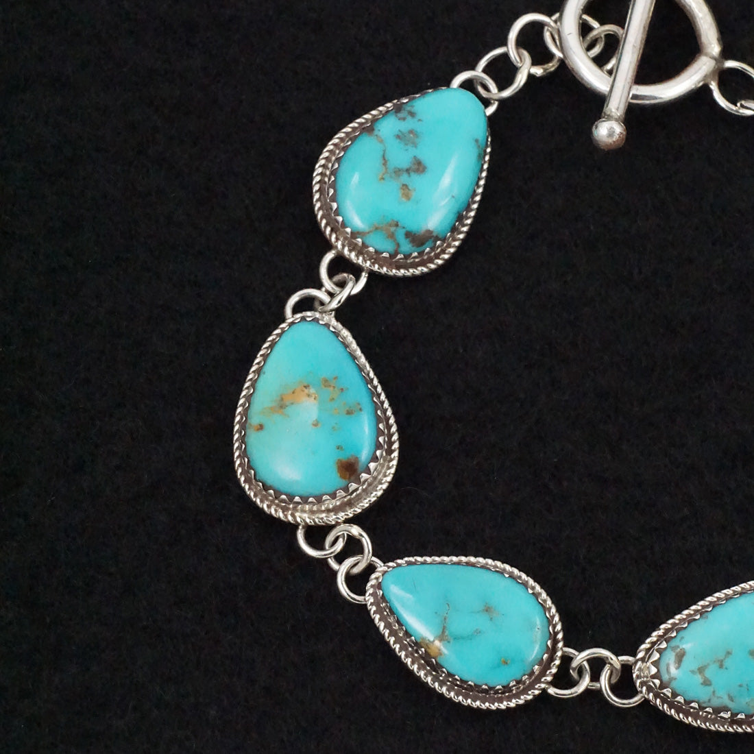 Ernest Hawthorne Turquoise & Sterling Silver Link Bracelet