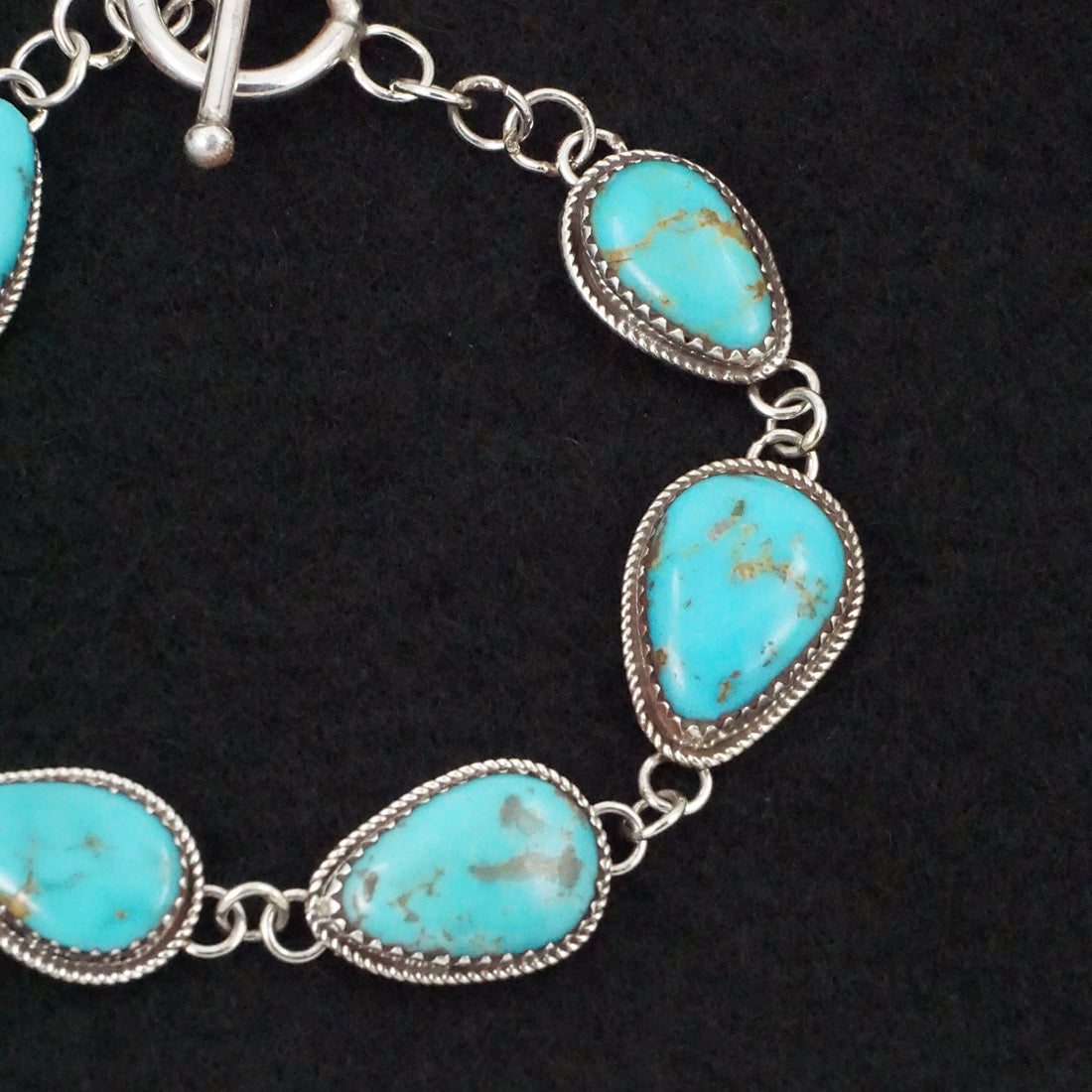 Ernest Hawthorne Turquoise & Sterling Silver Link Bracelet