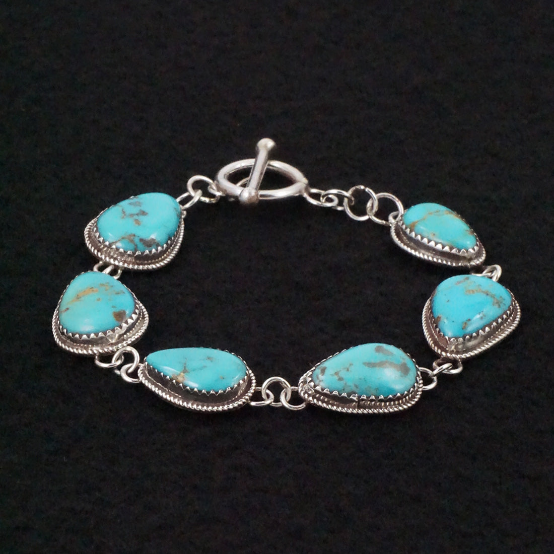 Ernest Hawthorne Turquoise & Sterling Silver Link Bracelet