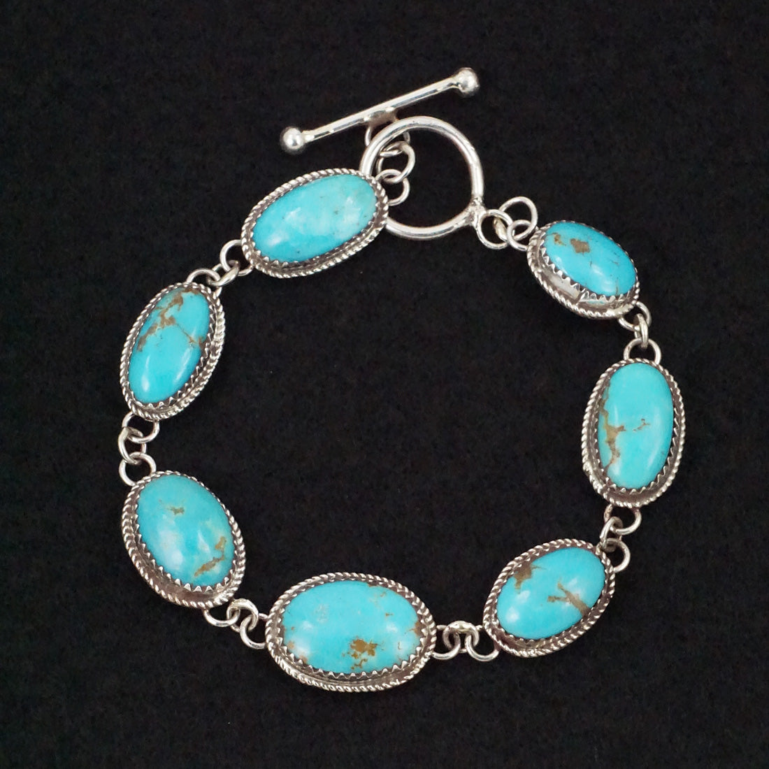 Ernest Hawthorne Turquoise & Sterling Silver Link Bracelet