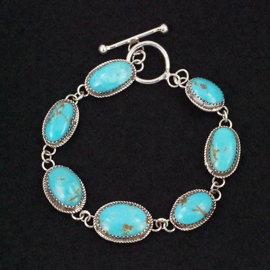 Ernest Hawthorne Turquoise & Sterling Silver Link Bracelet