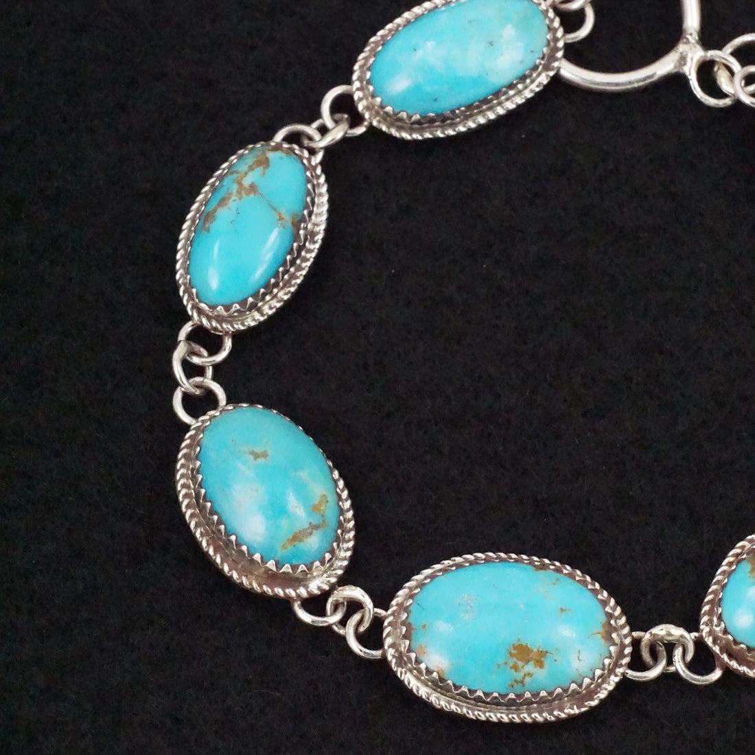 Ernest Hawthorne Turquoise & Sterling Silver Link Bracelet