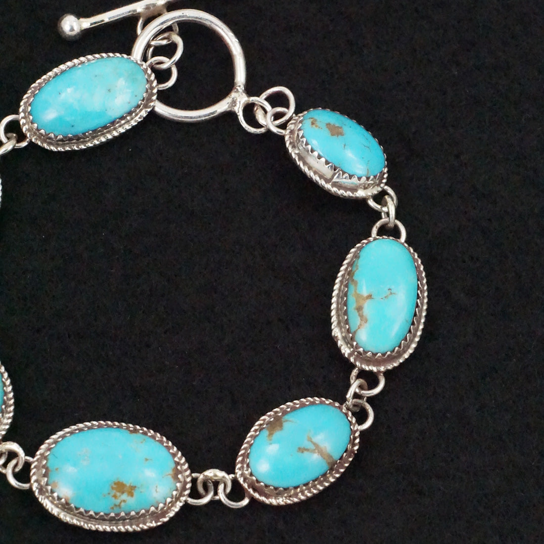 Ernest Hawthorne Turquoise & Sterling Silver Link Bracelet