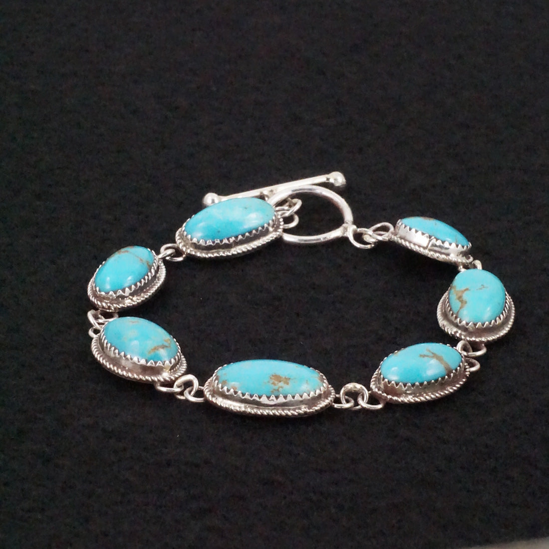 Ernest Hawthorne Turquoise & Sterling Silver Link Bracelet