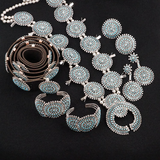 Merlinda Chavez Turquoise & Sterling Silver Squash Blossom Set