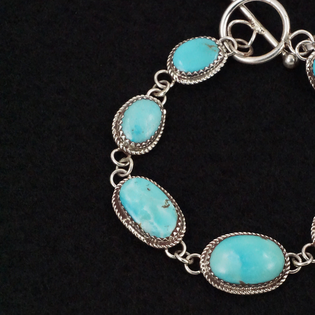 Ernest Hawthorne Turquoise & Sterling Silver Link Bracelet