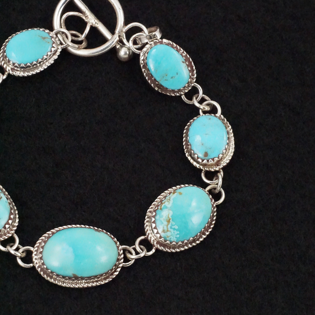 Ernest Hawthorne Turquoise & Sterling Silver Link Bracelet