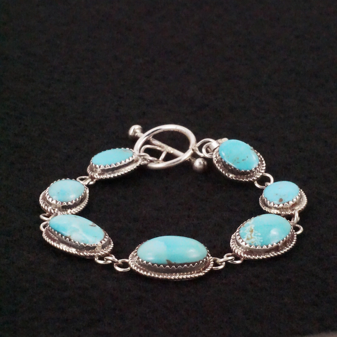 Ernest Hawthorne Turquoise & Sterling Silver Link Bracelet