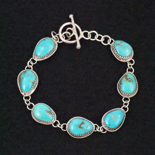 Ernest Hawthorne Turquoise & Sterling Silver Link Bracelet