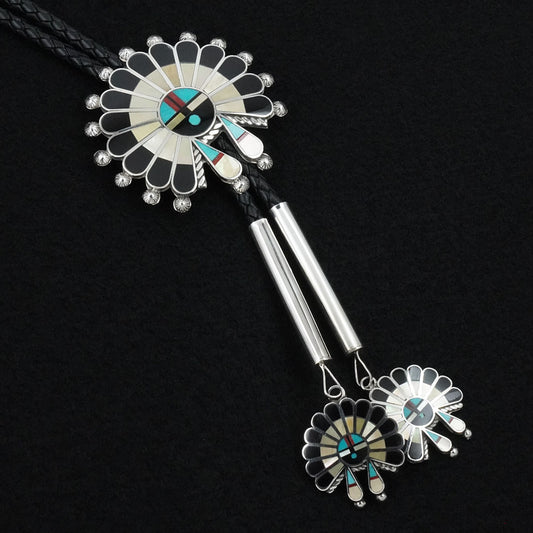 April Unkestine Multi-Stone & Sterling Silver Bolo Tie