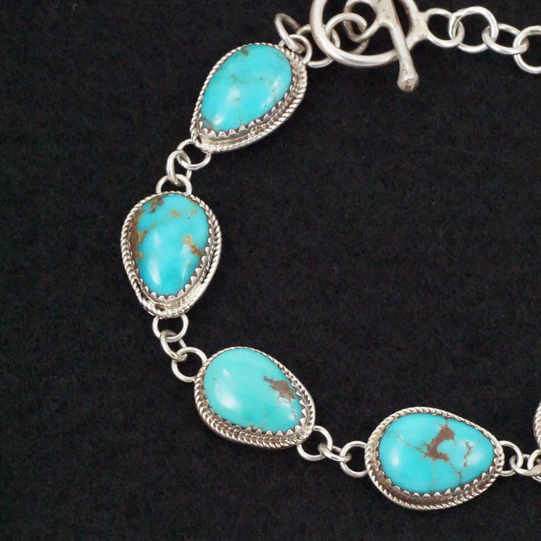 Ernest Hawthorne Turquoise & Sterling Silver Link Bracelet