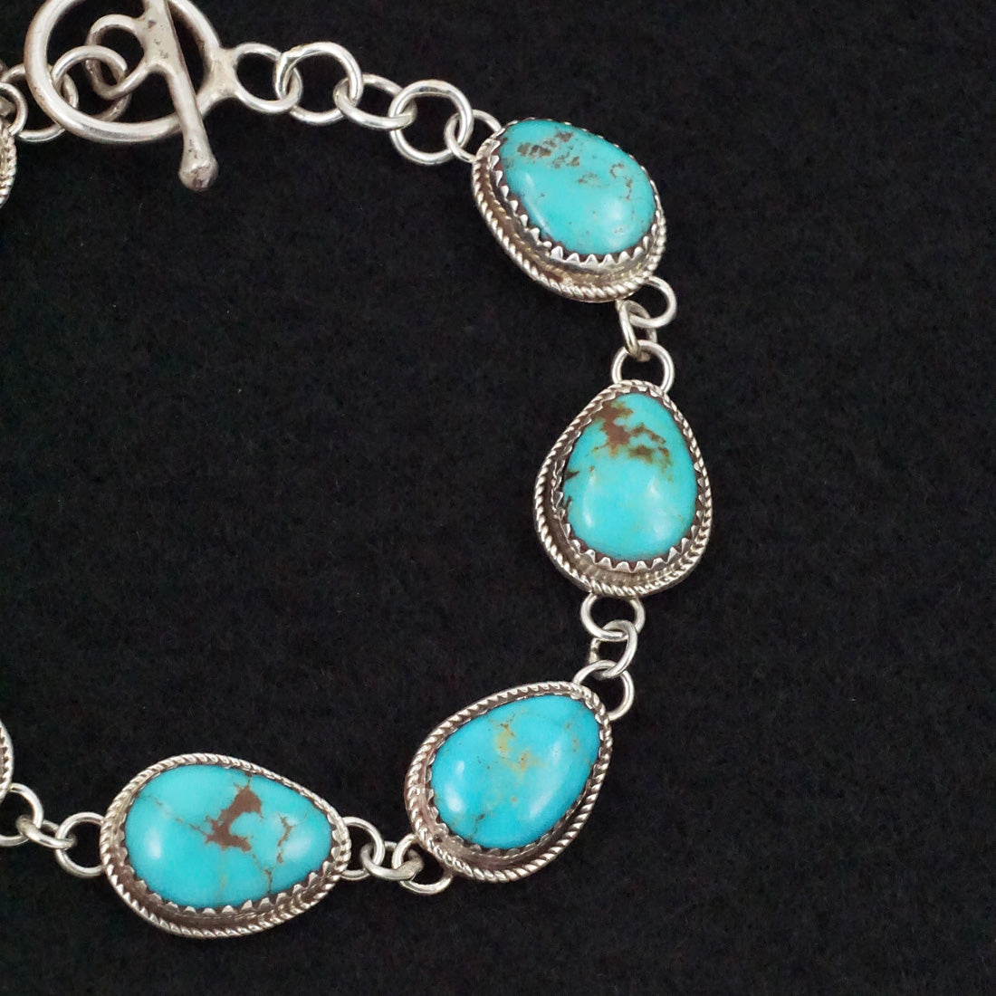 Ernest Hawthorne Turquoise & Sterling Silver Link Bracelet