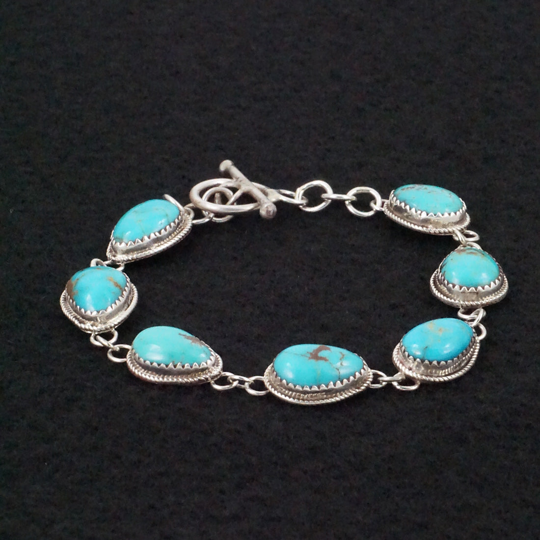 Ernest Hawthorne Turquoise & Sterling Silver Link Bracelet