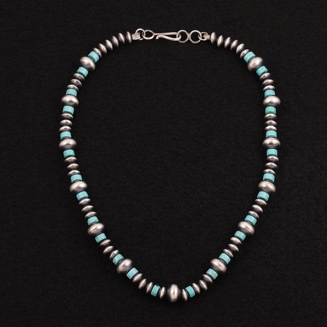Crystal Haley Turquoise & Sterling Silver Navajo Pearl Necklace 18"