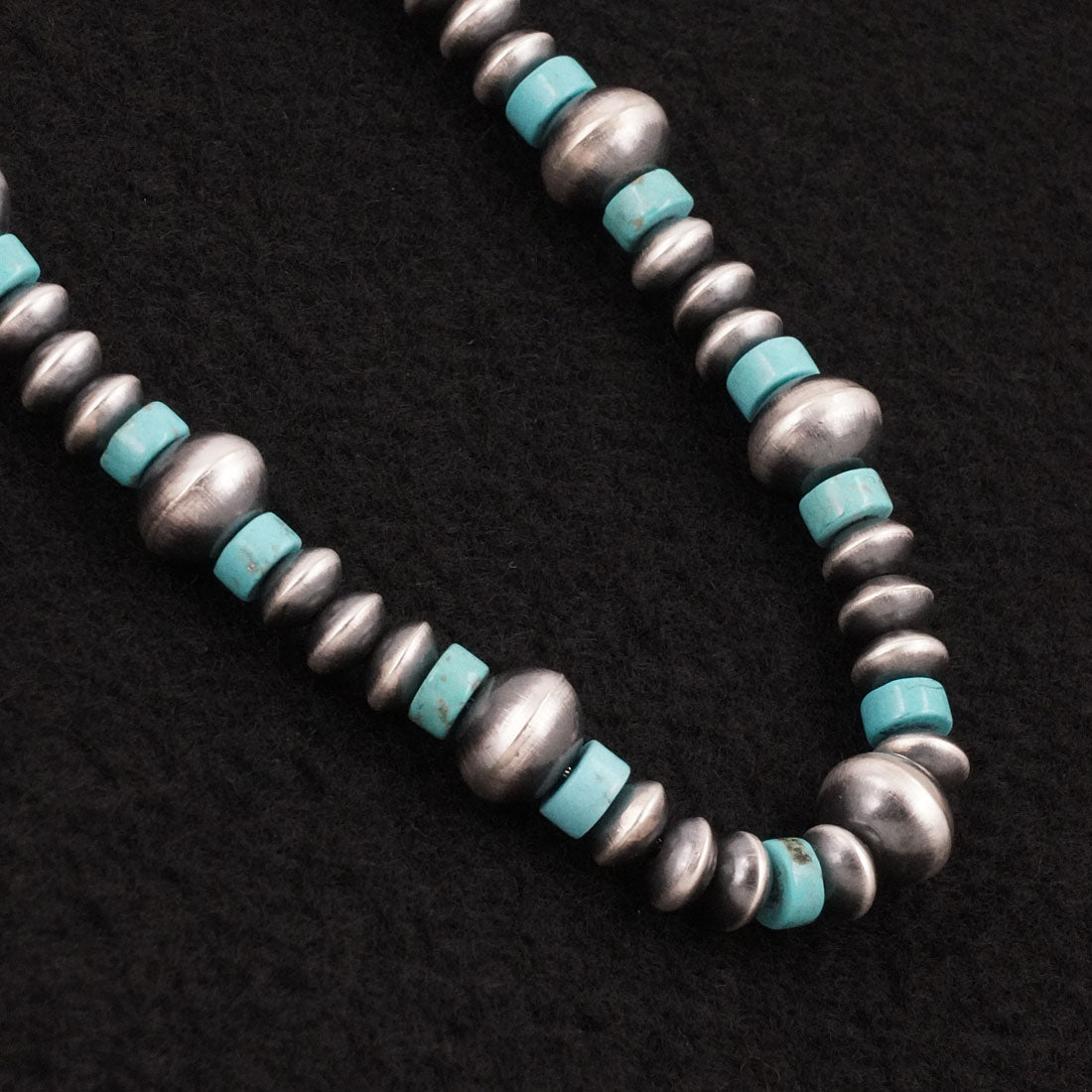 Crystal Haley Turquoise & Sterling Silver Navajo Pearl Necklace 18"