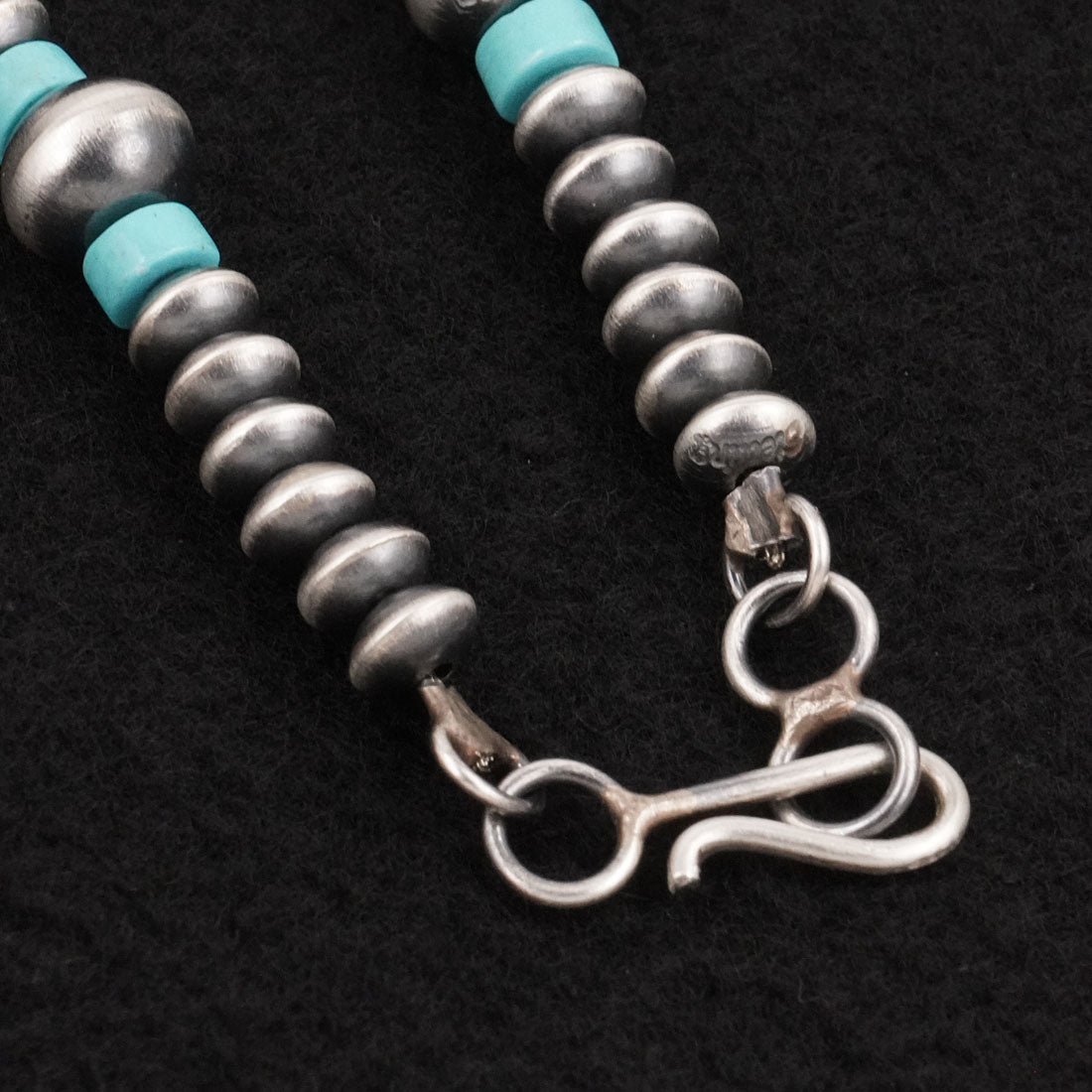 Crystal Haley Turquoise & Sterling Silver Navajo Pearl Necklace 18"